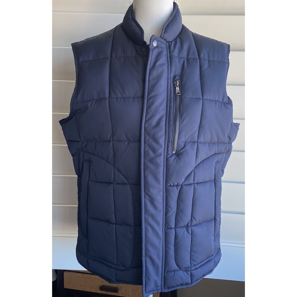 Banana Republic Women M  Vest Navy Blue Full Zip & Snap  Quilted‎ Puffer EUC